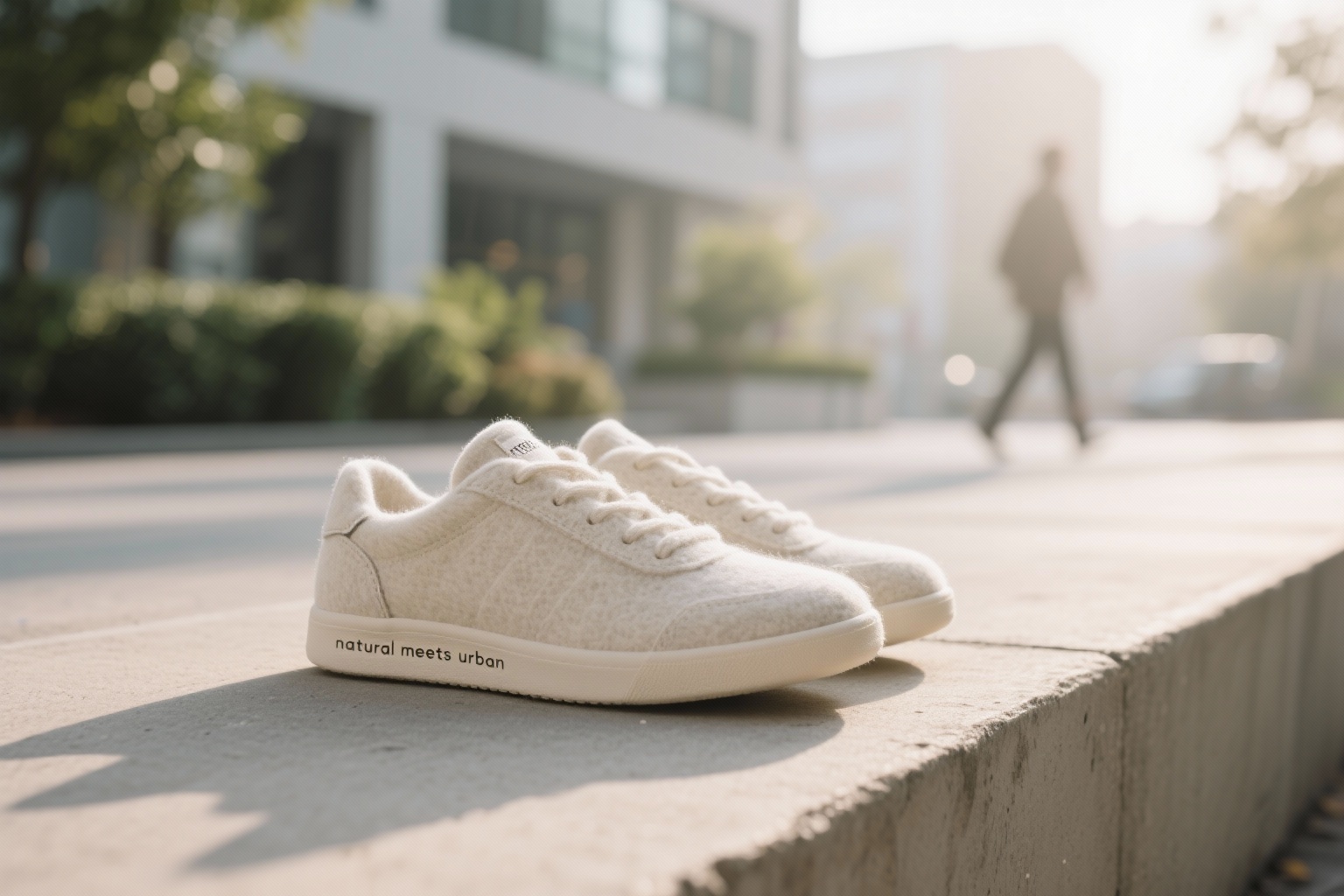 Wool sneakers in urban environment